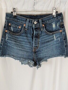 NWOT Levi's 501 Original Distressed Denim Cutoff Shorts Blue Size 26